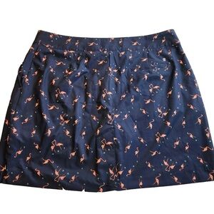 Navy Skirt with Flamingo Pattern